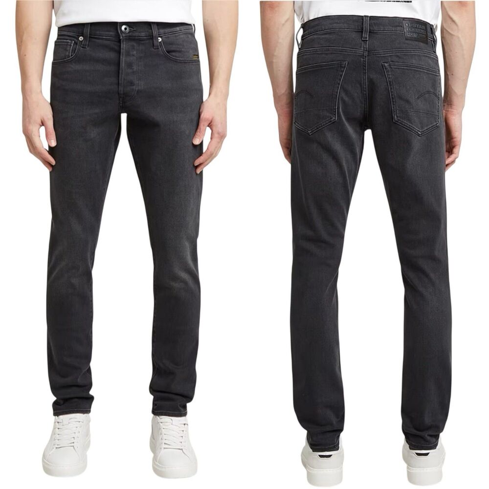 G-Star RAW 3301 Slim Jeans Mens 32 Antique Charcoal Button Fly Stretch Pants EUC
